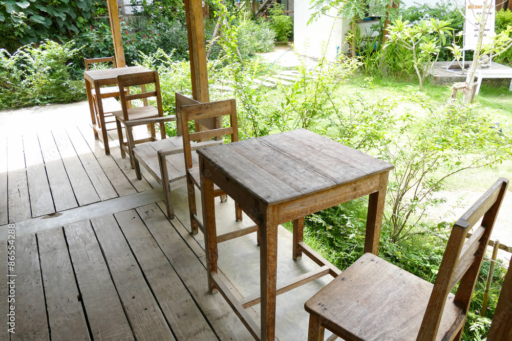 wooden table and chair