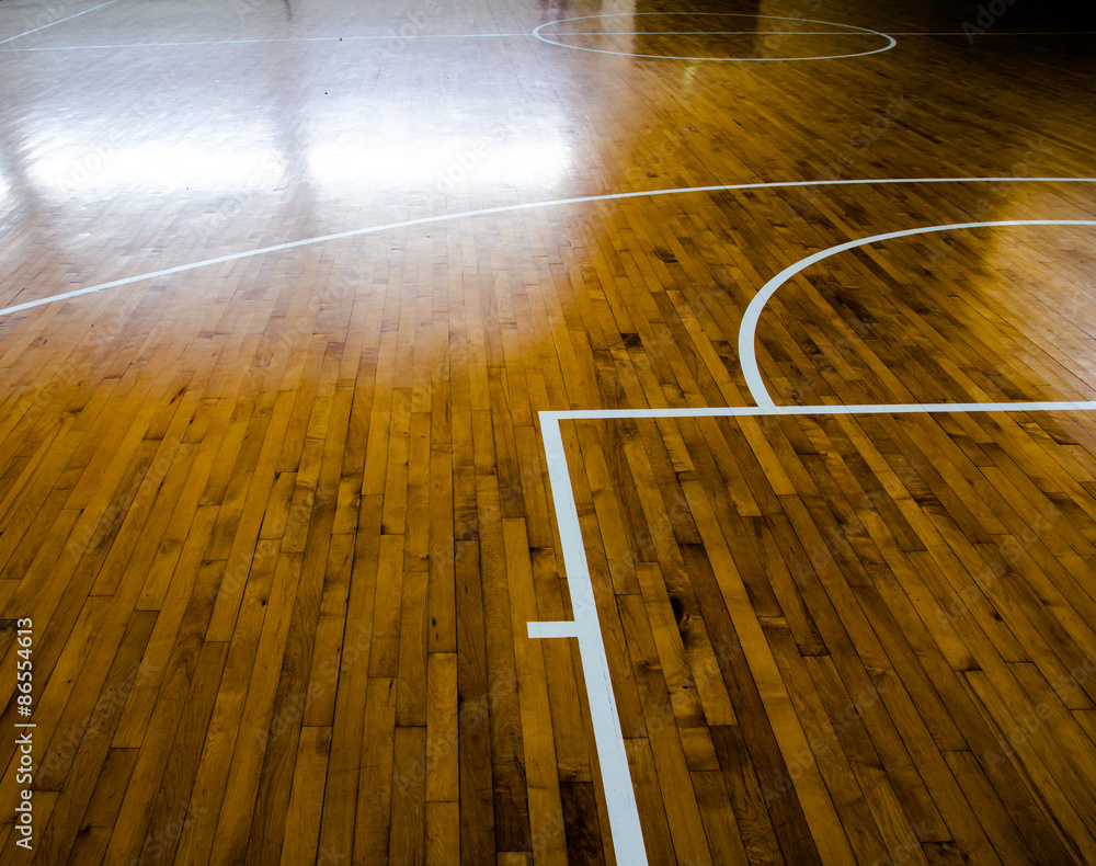 Fototapeta premium wooden floor basketball court