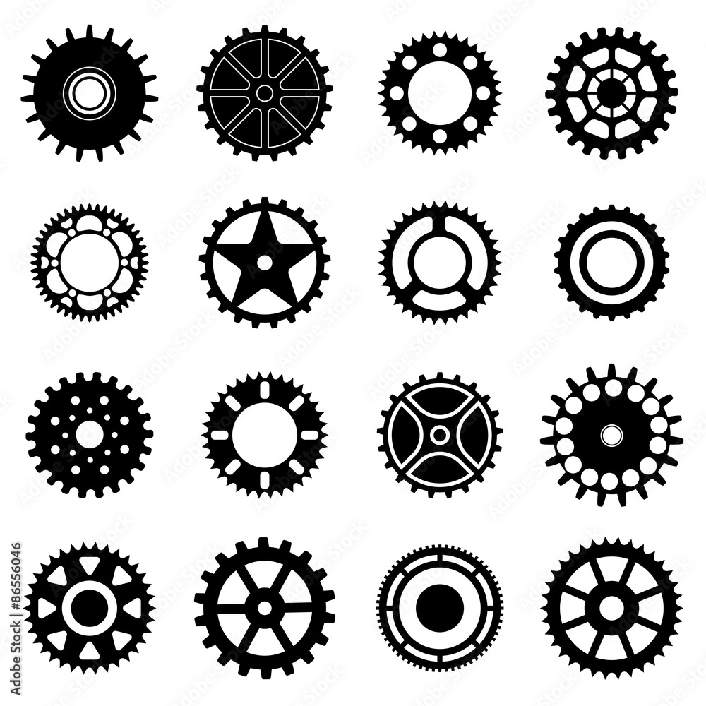 Gear wheels icons set Gear wheels icons set