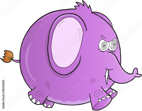 Crazy Purple Elephant Vector Illustration Art