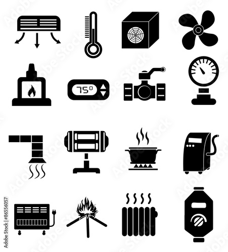 Heating icons set