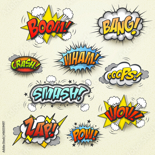 vivid colorful comic sound effects set