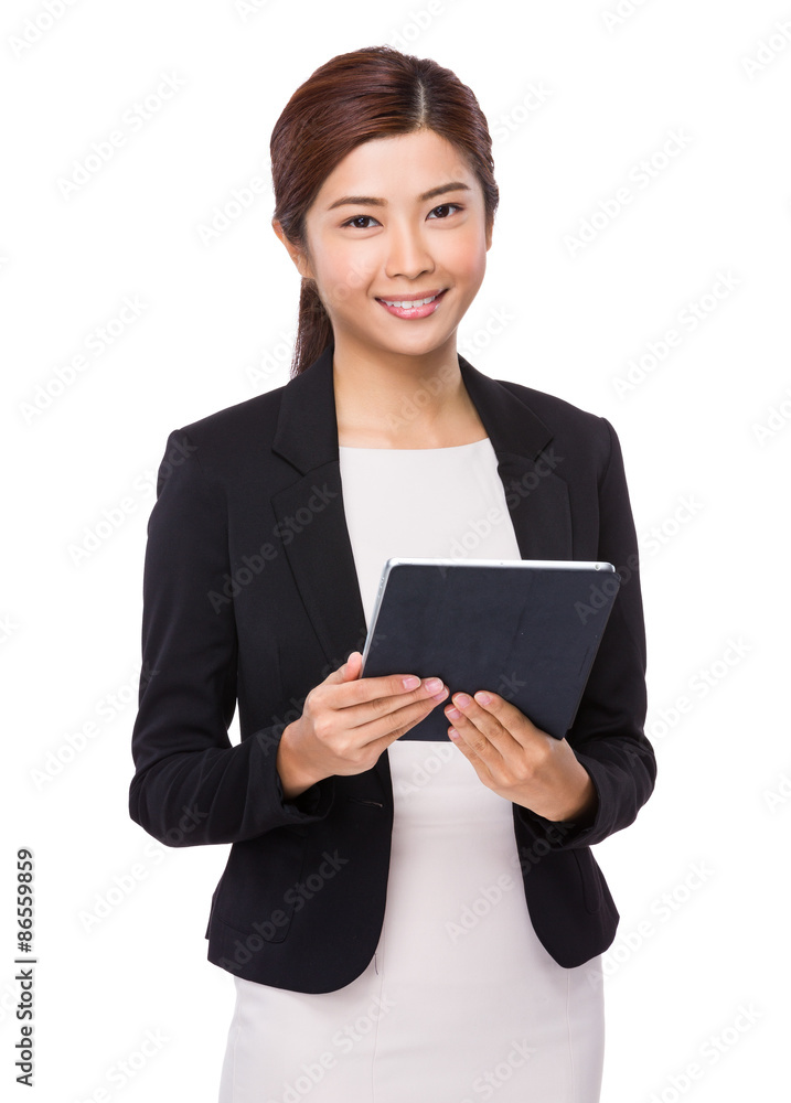 Young businesswoman use of the digital tablet Young businesswoman use of the digital tablet