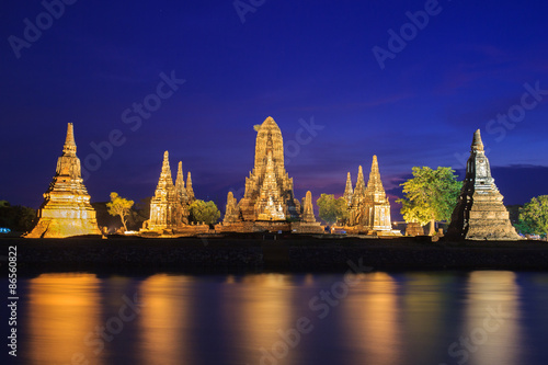 Old Temple wat Chaiwatthanaram of Ayutthaya Province ( Ayutthaya Historical Park ) Asia Thailand