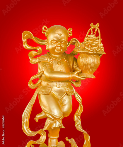 Gold God of Wealth or prosperity (Cai Shen) statue.