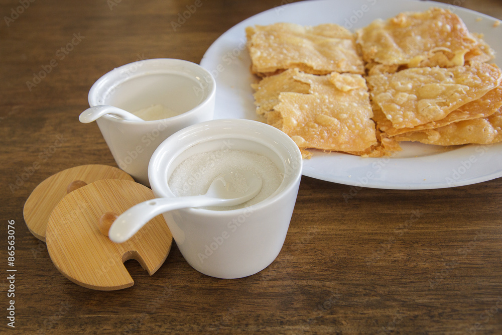 crispy pancake named -roti-,fried bread with butter and egg crispy pancake named -roti-,fried bread with butter and egg