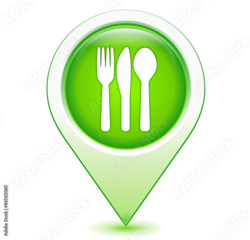 restaurant sur marqueur géolocalisation vert