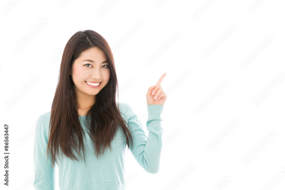young asian woman on white background young asian woman on white background