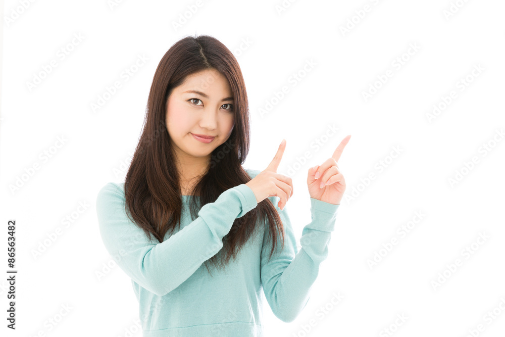 young asian woman on white background young asian woman on white background