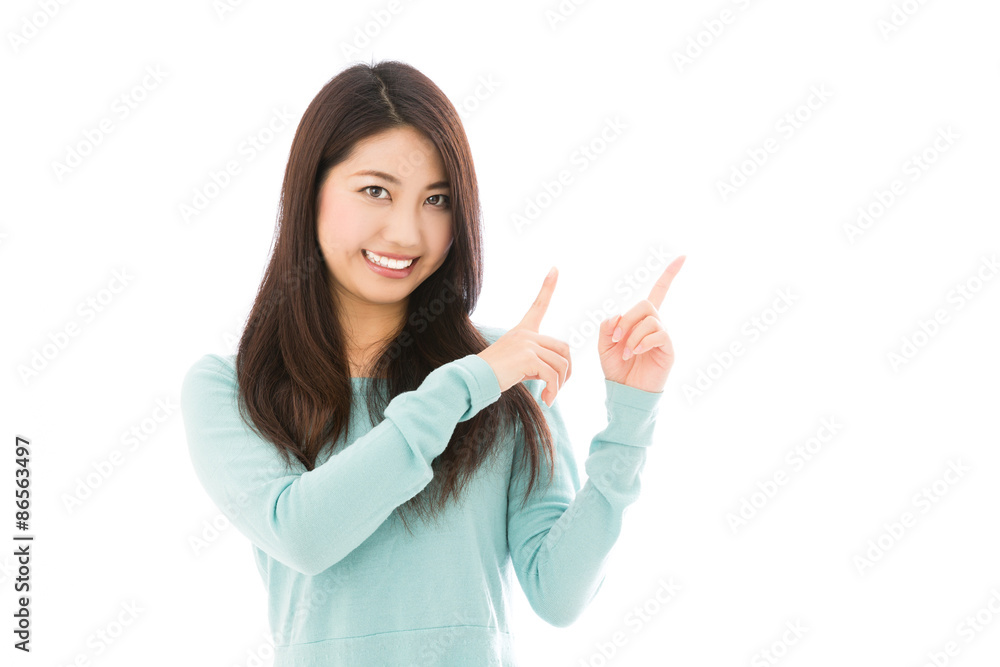 young asian woman on white background young asian woman on white background