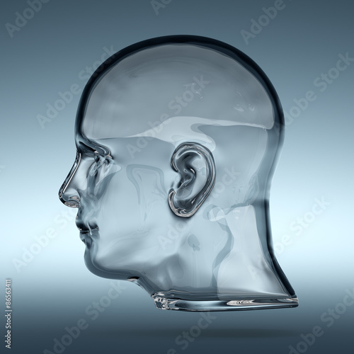 Empty glass transparent human head