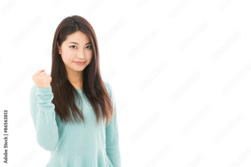 young asian woman on white background young asian woman on white background
