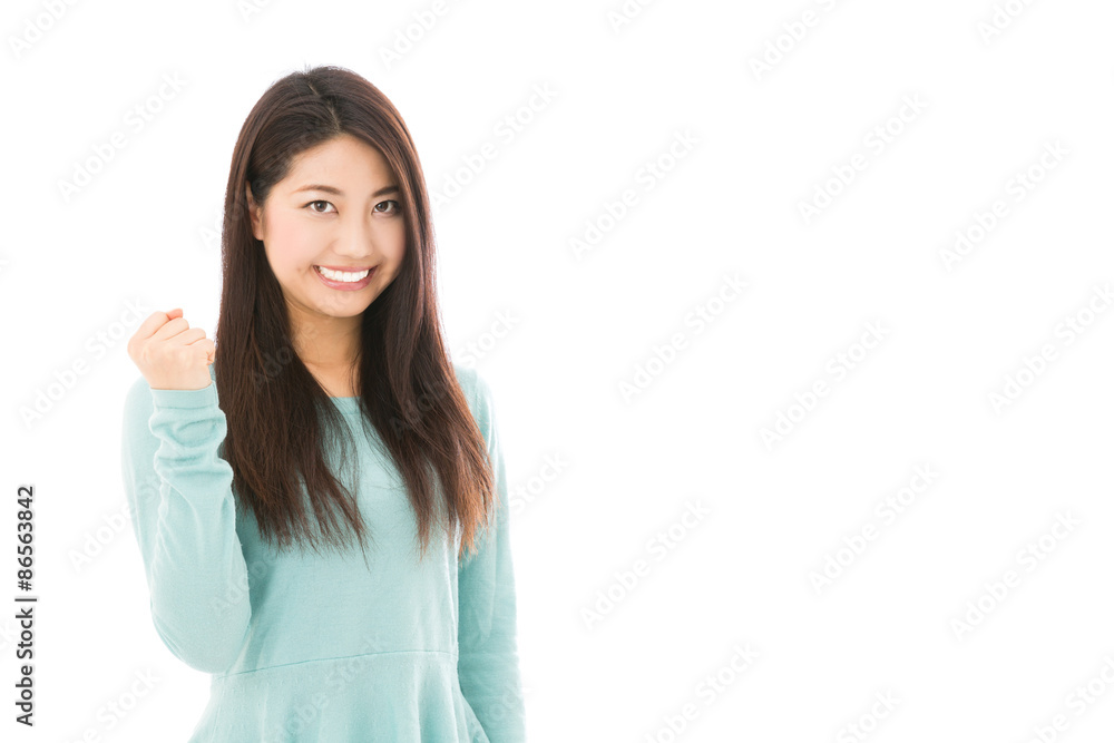 young asian woman on white background young asian woman on white background