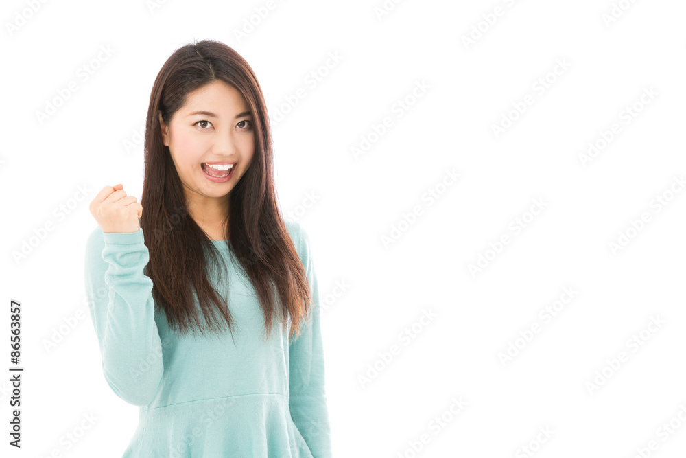 young asian woman on white background young asian woman on white background