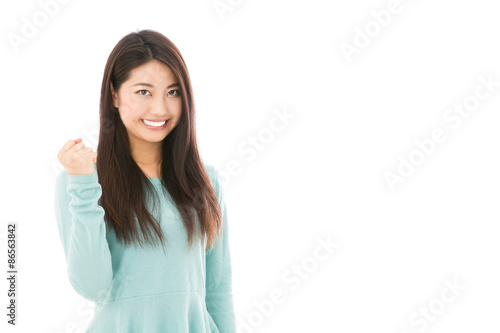 young asian woman on white background