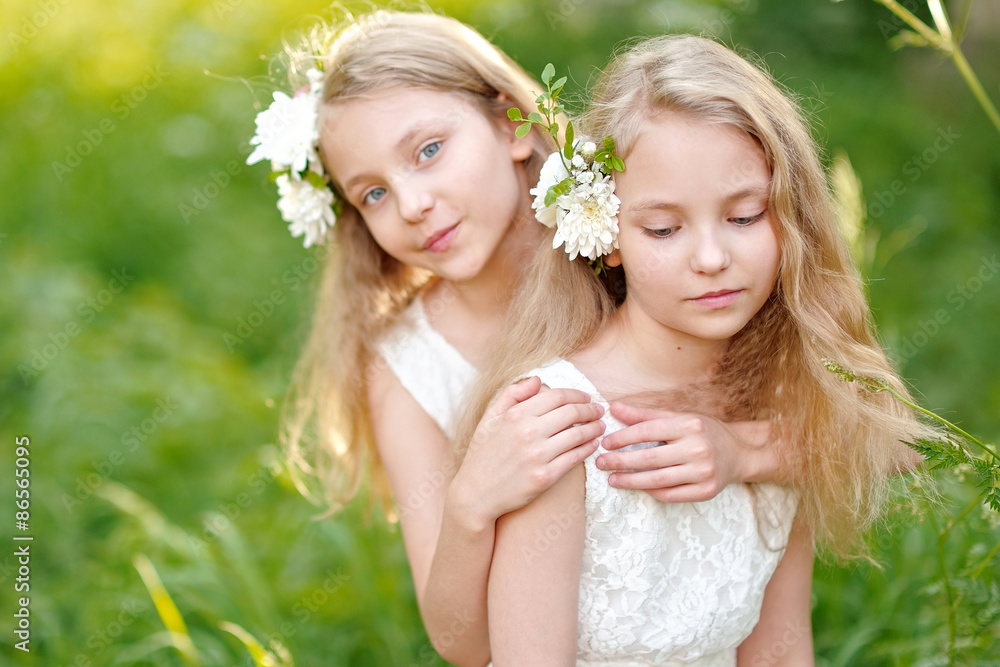 Portrait of two little girls twins Portrait of two little girls twins