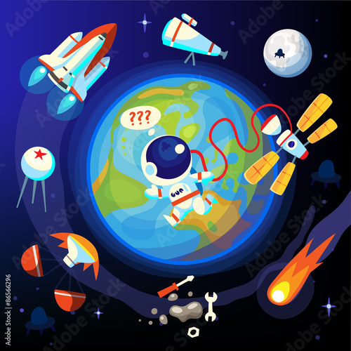 Colorful episodes of space life. Past and future scientific space discoveries and achievements.