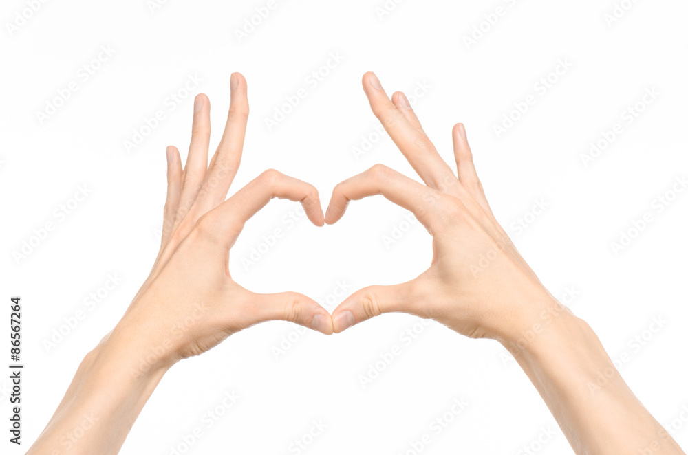 Gestures topic: human hand gestures showing first-person view isolated on white background in studio Gestures topic: human hand gestures showing first-person view isolated on white background in studio