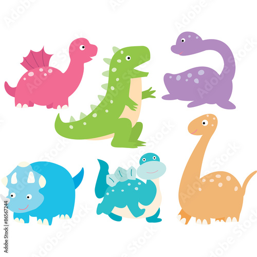Fototapeta Naklejka Na Ścianę i Meble -  Cute Dinosaurs Collection