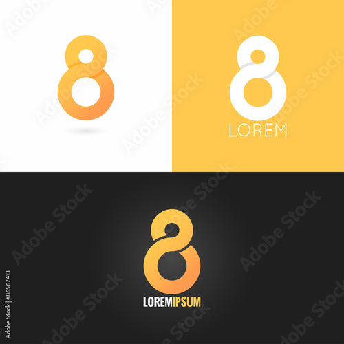 number eight 8 logo design icon set background