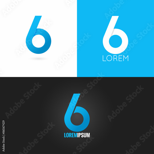 number six 6 logo design icon set background