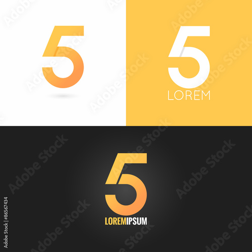 number five 5 logo design icon set background