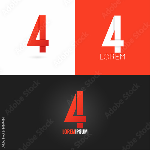 number four 4 logo design icon set background