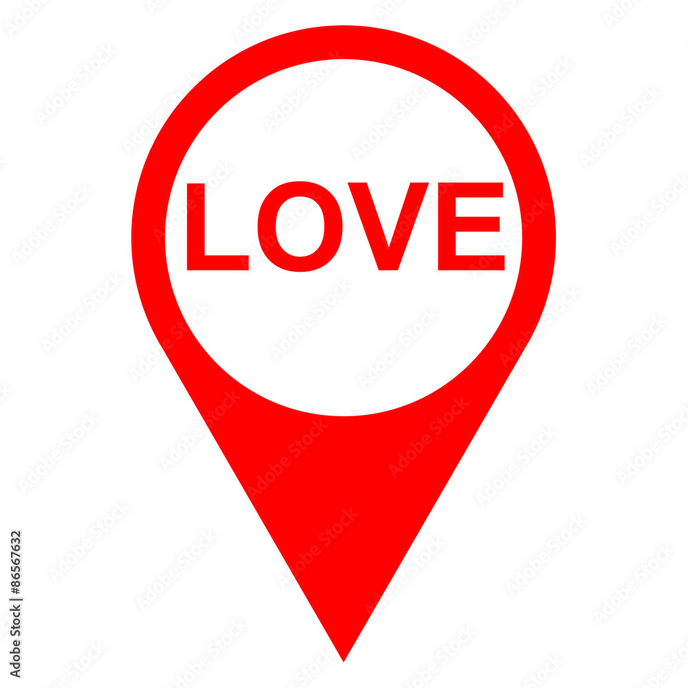 Icono texto LOVE localizacion rojo Icono texto LOVE localizacion rojo