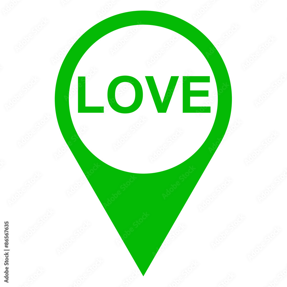 Icono texto LOVE localizacion verde Icono texto LOVE localizacion verde