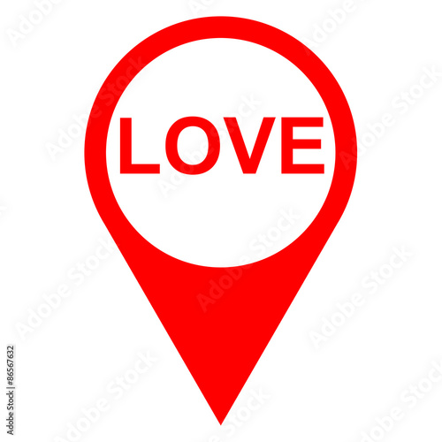 Icono texto LOVE localizacion rojo