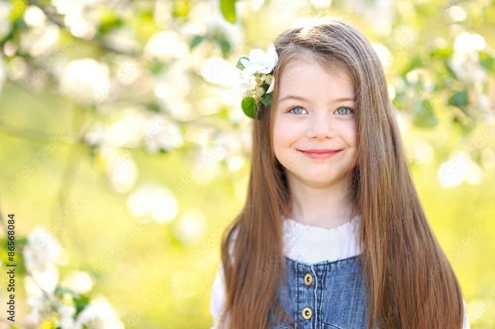portrait of little girl outdoors in summer portrait of little girl outdoors in summer