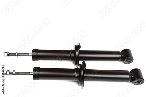 Car shock absorber on white background.