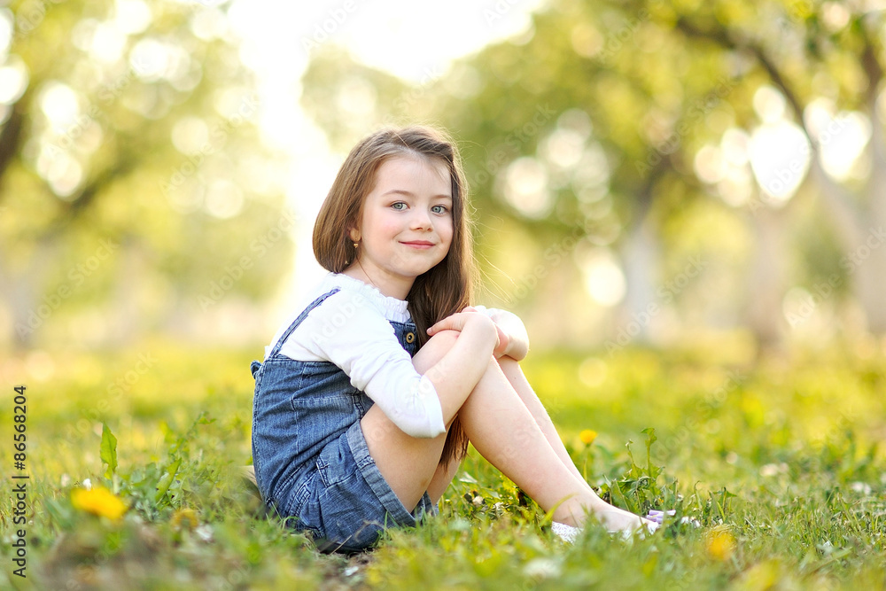 portrait of little girl outdoors in summer portrait of little girl outdoors in summer