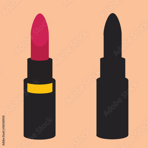 Pink female lipstick flat