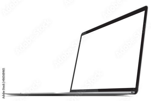 Laptop with thin body, blank screen - vector illustration