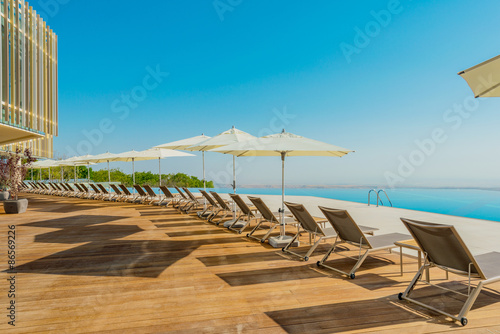 Infinity pool on the bright summer day