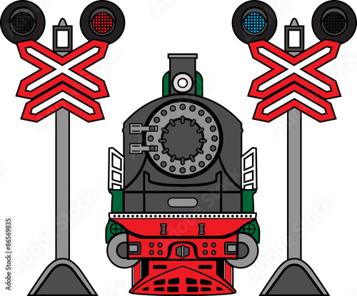Locomotive and semaphores. rail set