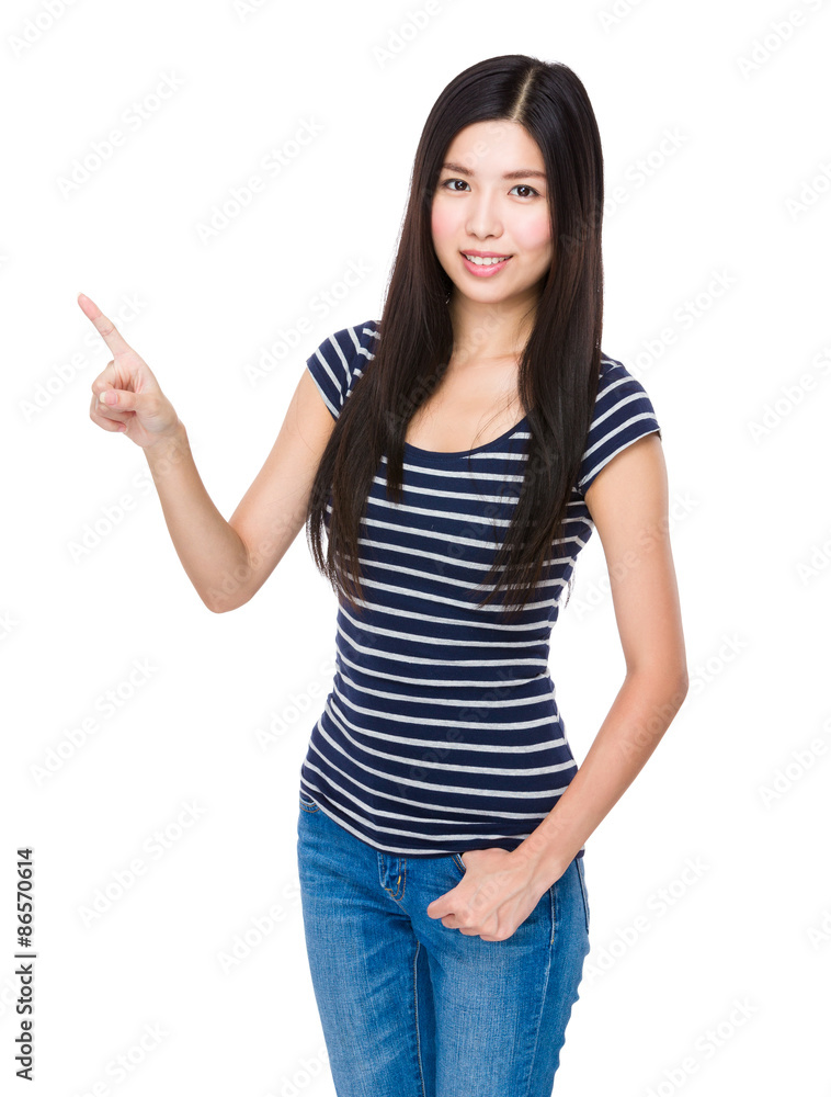 Woman showing finger up Woman showing finger up