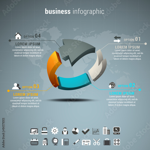 Business infographic  made of 3D arrow.