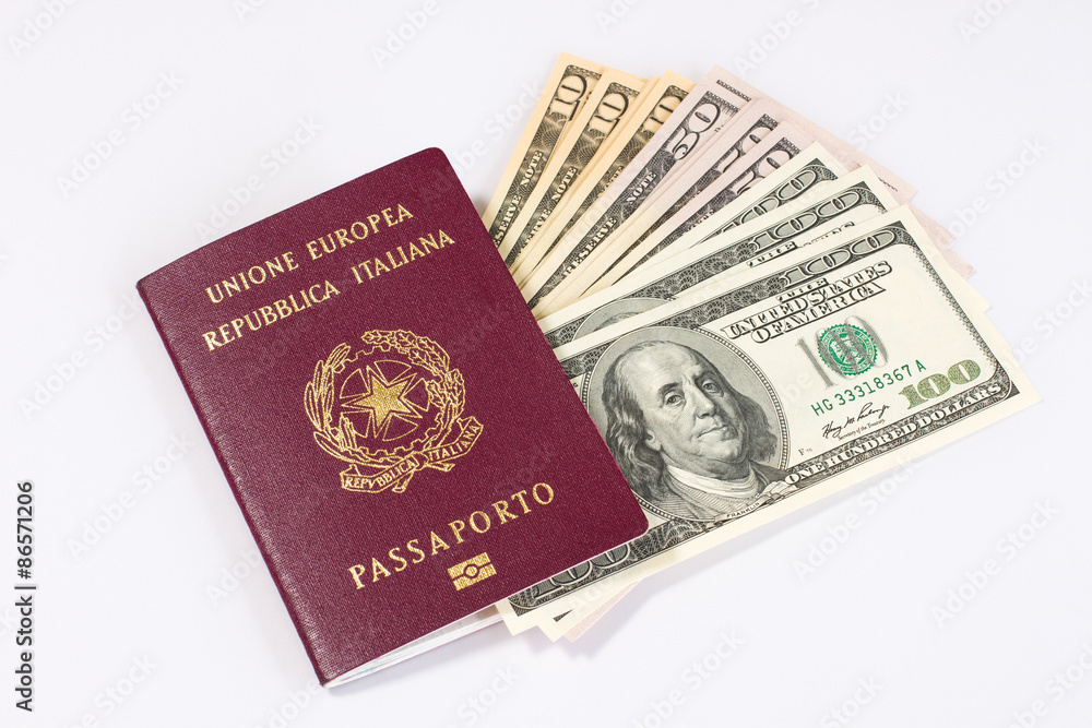 Italian passport and a bunch of dollars