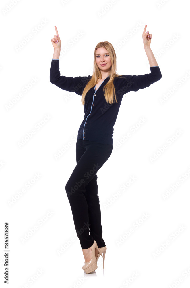 Tall young woman in black clothing isolated on white Tall young woman in black clothing isolated on white