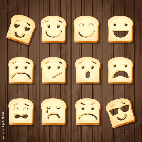 different emotions of sliced bread