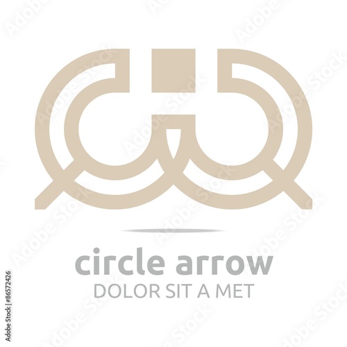 Logo Design Letter C Number 3 Square Arrow Brown Icon Symbol Abstract Vector