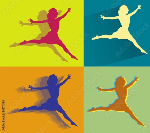 silhouette icon spring girls