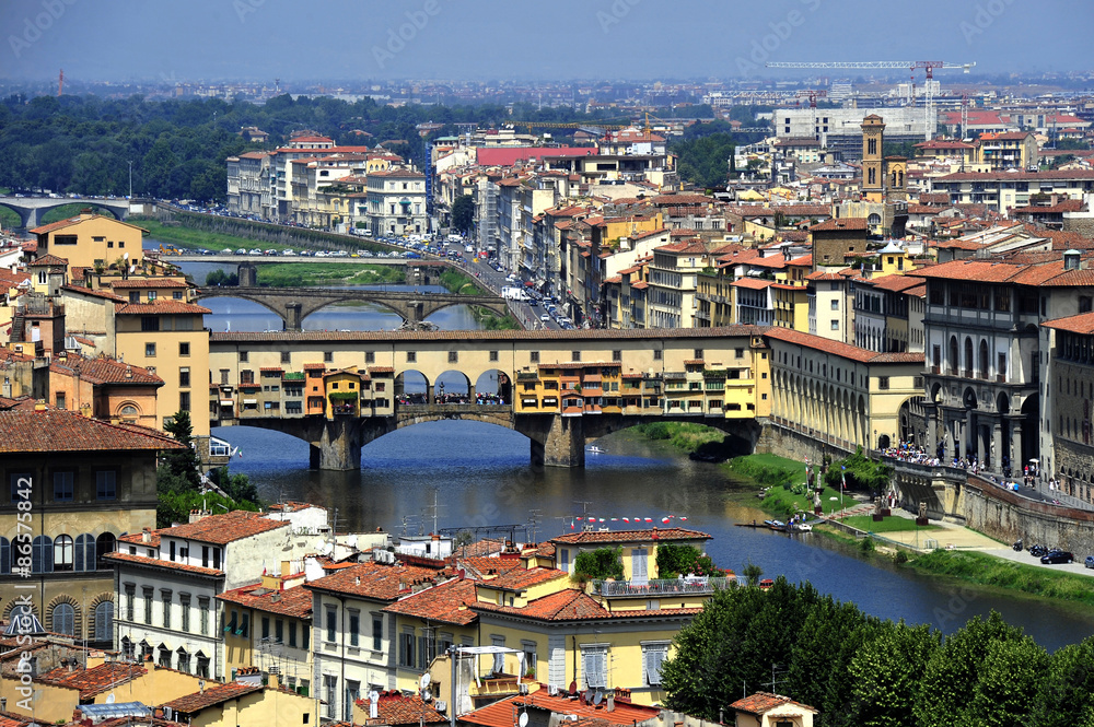 Ponte Vecchio seen from Piazzale Michelangelo, Florence Italy