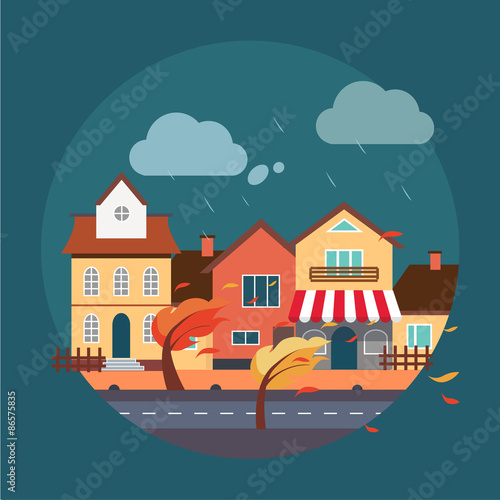 Flat Design Urban Landscape Illustration