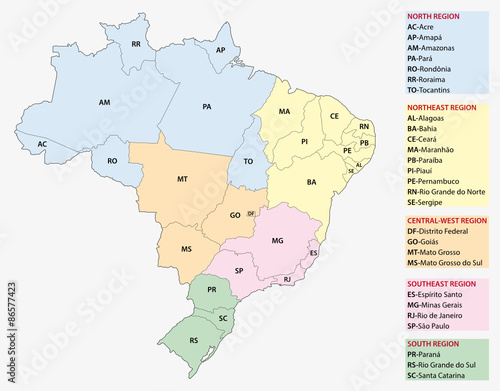 Brazil  administrative and territorial division map