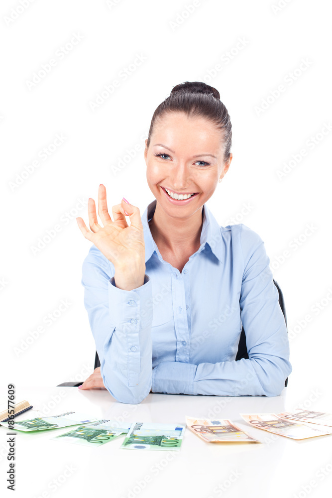 Happy smilling business woman with ok hand sign Happy smilling business woman with ok hand sign