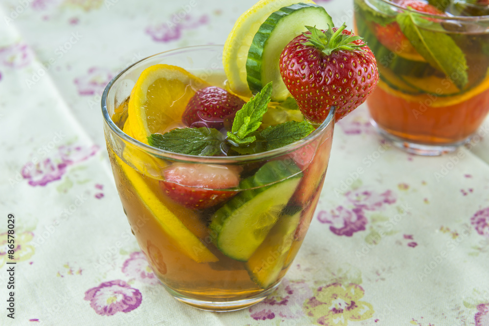 Refreshing PImms cocktail with lemonade Refreshing PImms cocktail with lemonade