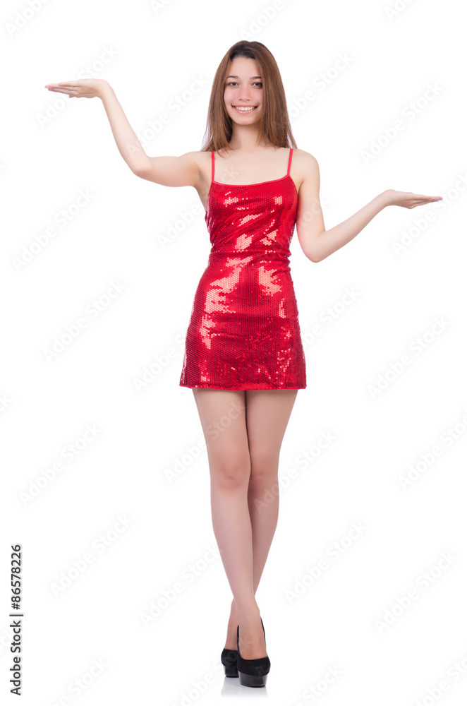 Woman wearing dress isolated on white Woman wearing dress isolated on white